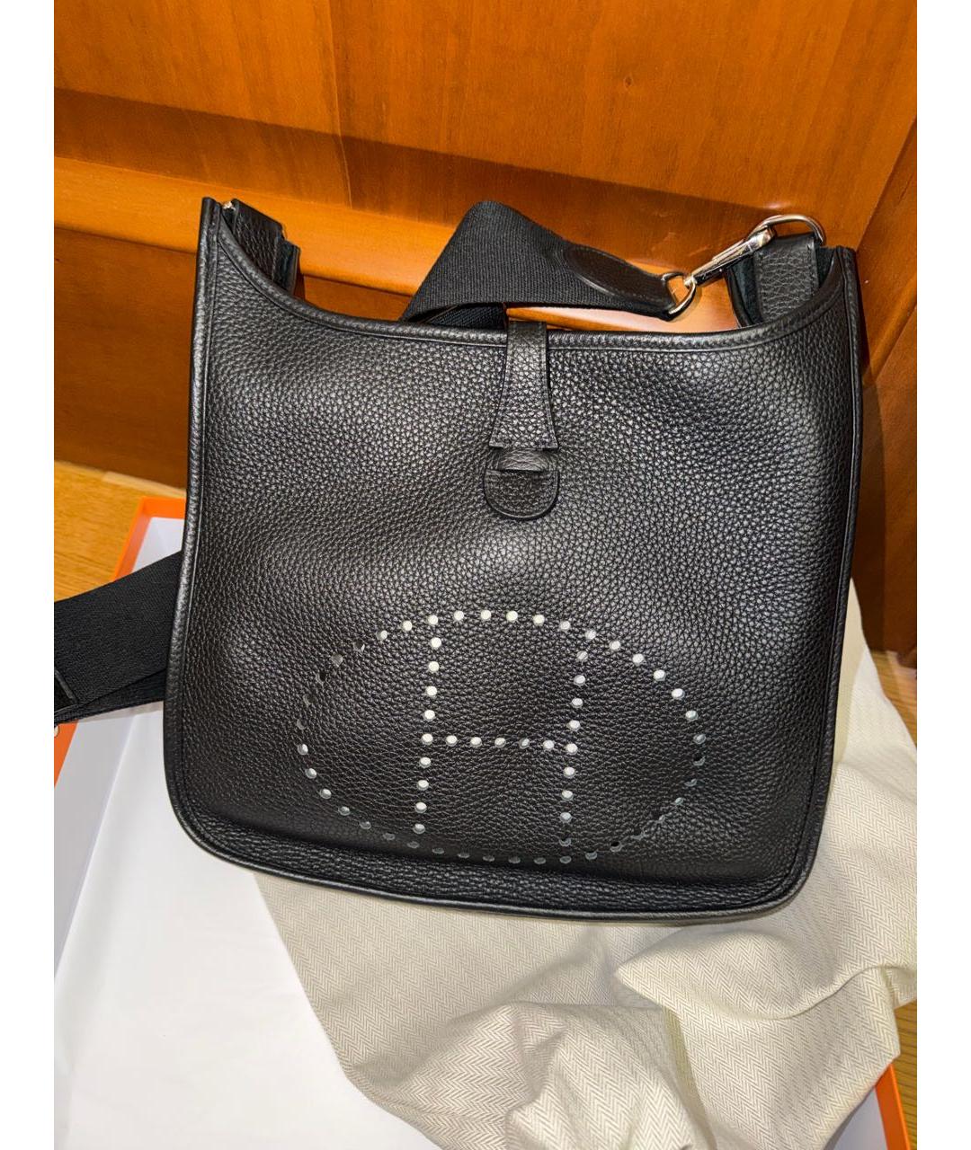 HERMES Черная кожаная сумка через плечо, фото 4