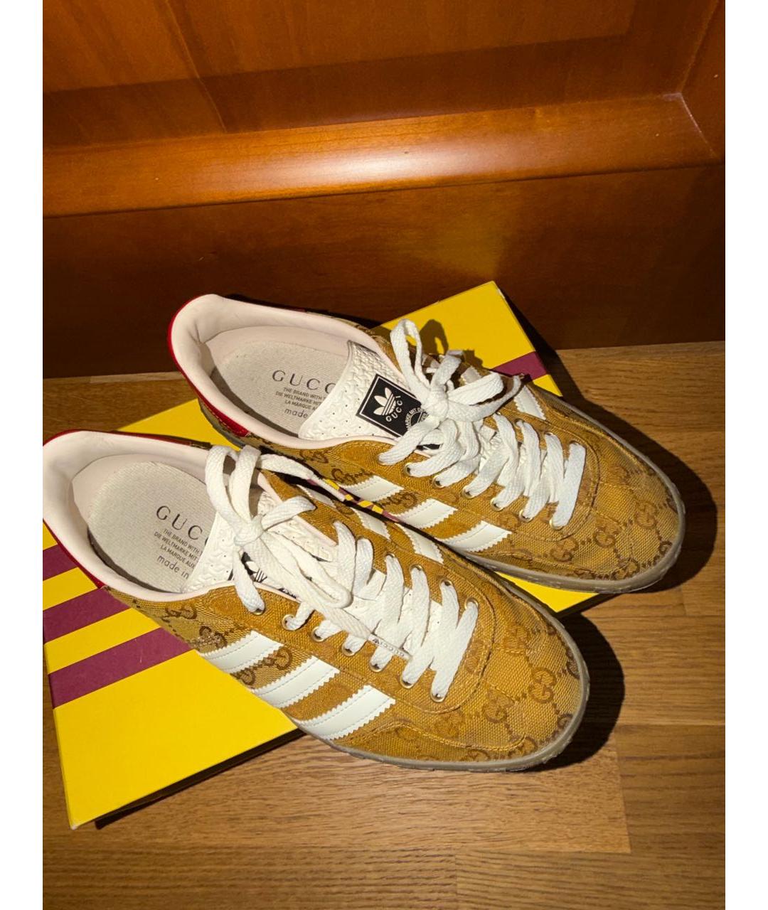 GUCCI Горчичные текстильные кеды, фото 2