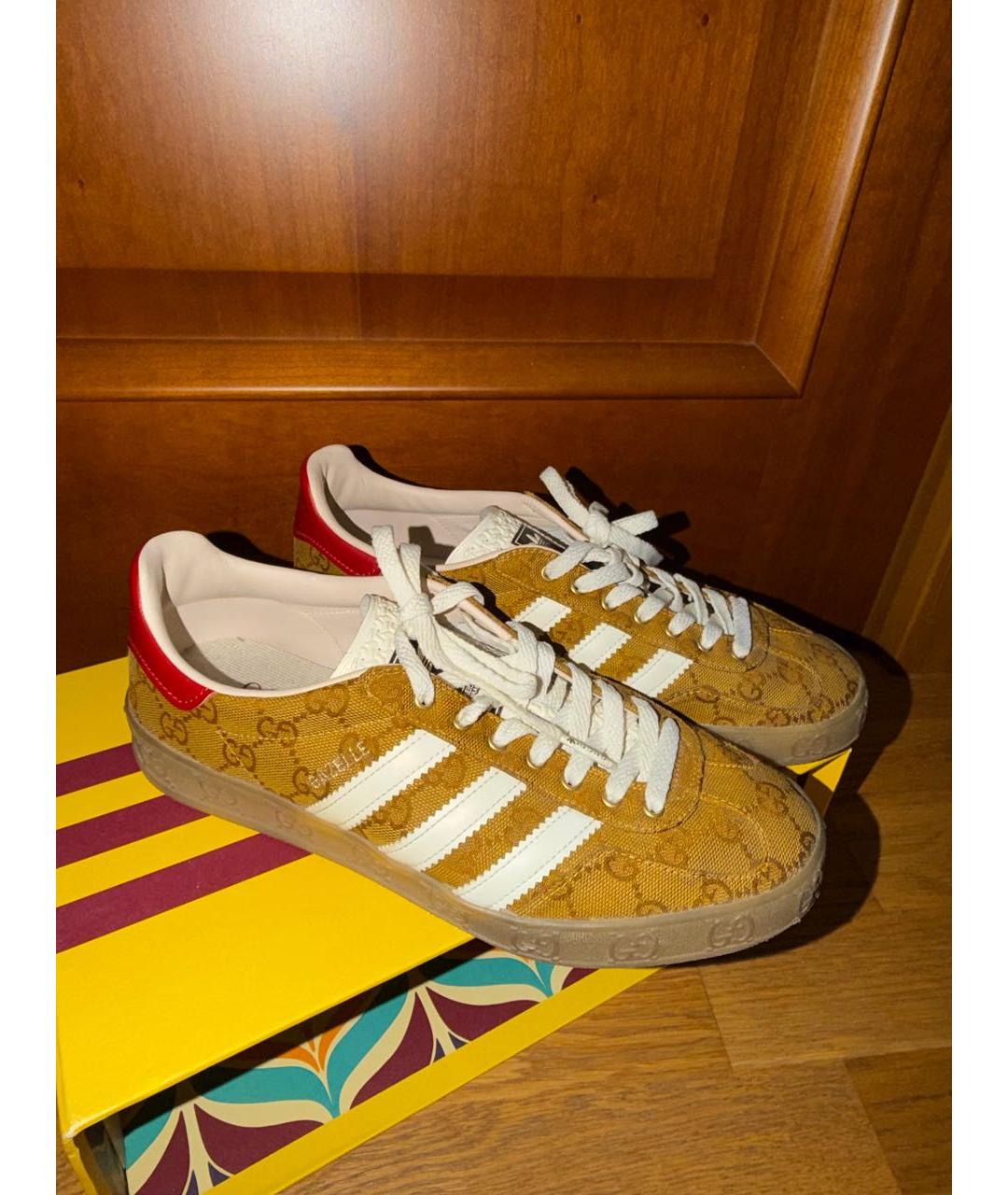 GUCCI Горчичные текстильные кеды, фото 4