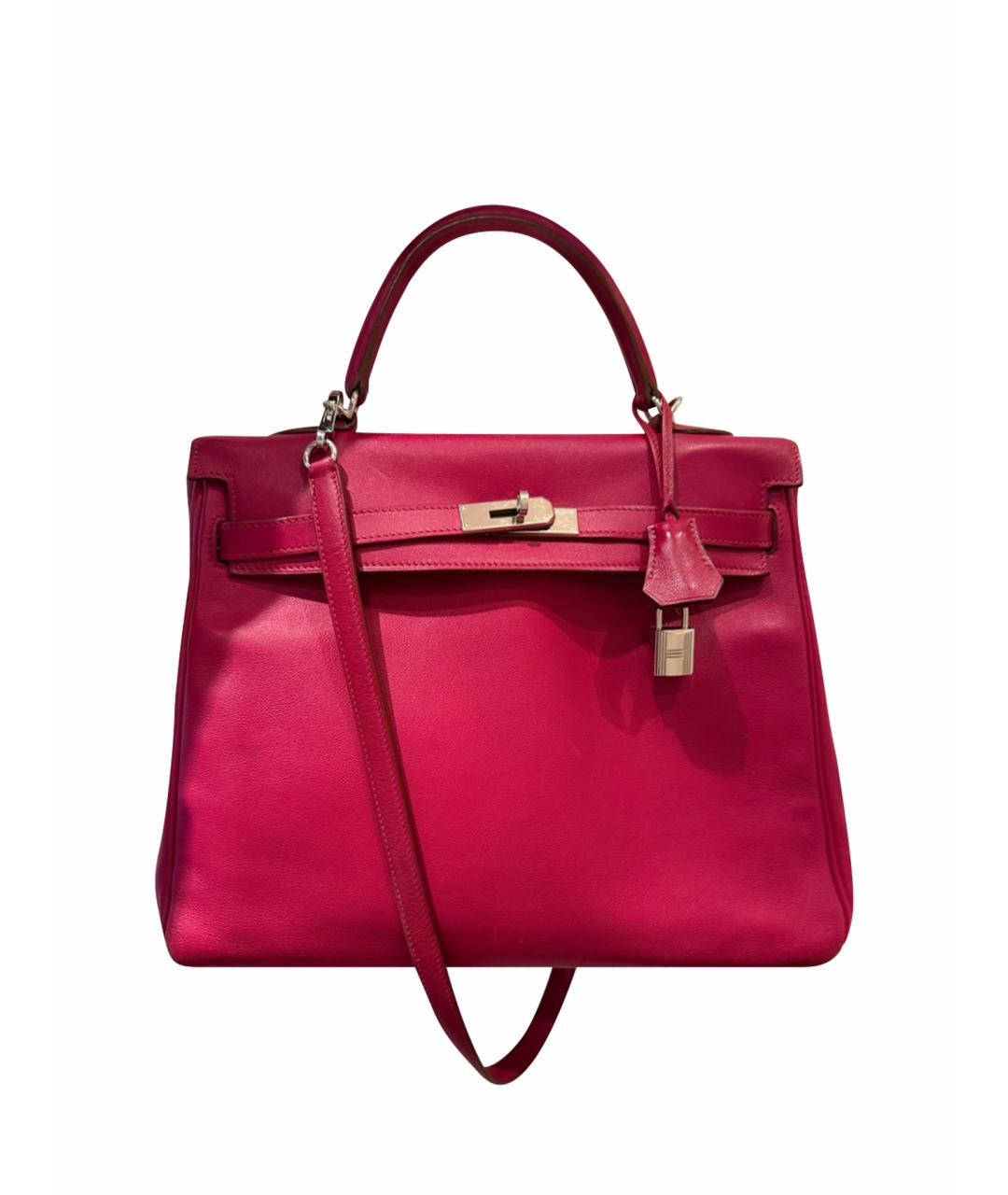 HERMES Бордовая кожаная сумка с короткими ручками, фото 1