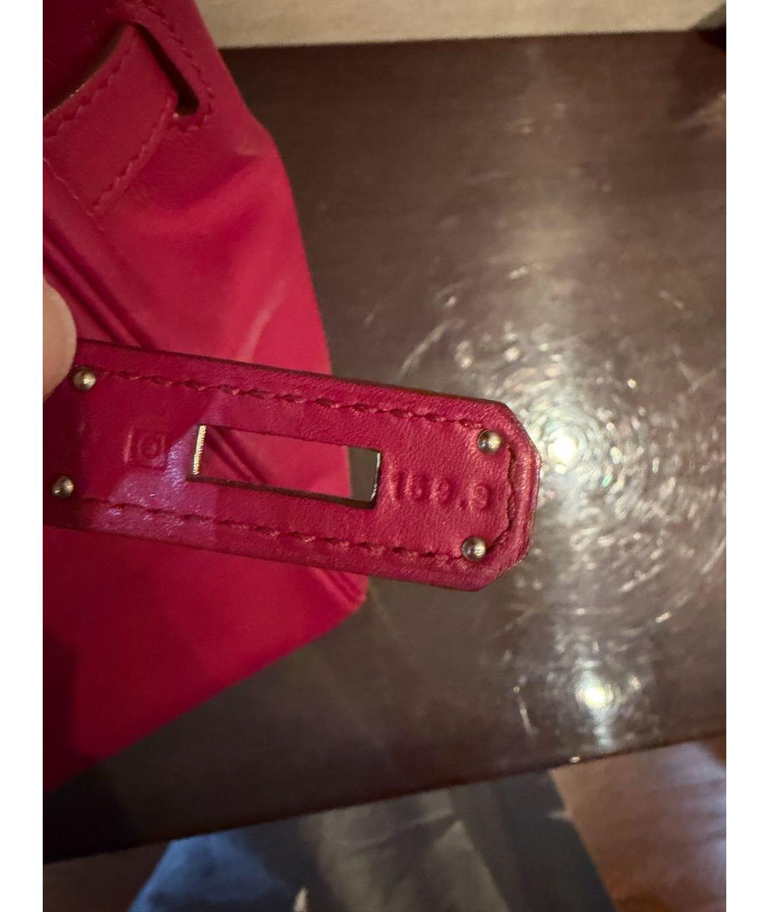 HERMES Бордовая кожаная сумка с короткими ручками, фото 4