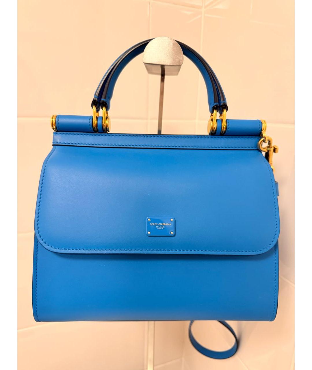 DOLCE&GABBANA Бирюзовая кожаная сумка с короткими ручками, фото 9