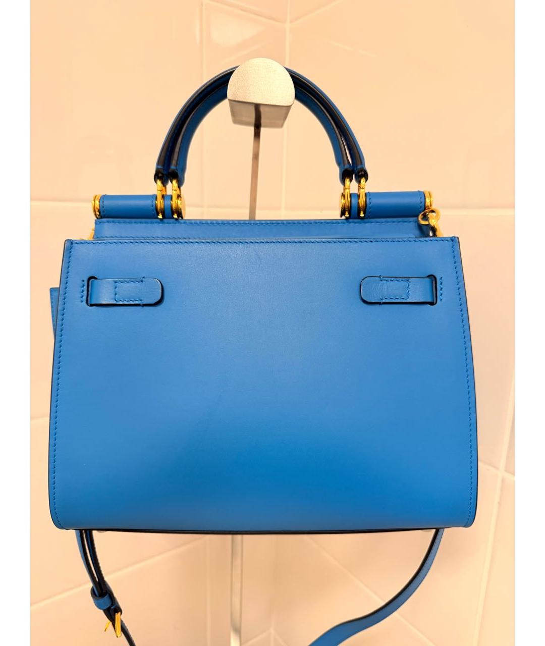 DOLCE&GABBANA Бирюзовая кожаная сумка с короткими ручками, фото 2
