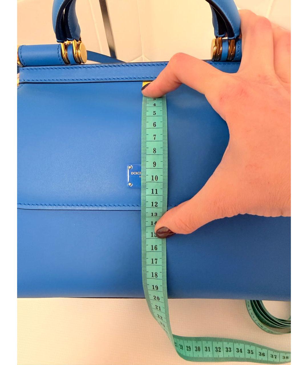 DOLCE&GABBANA Бирюзовая кожаная сумка с короткими ручками, фото 6