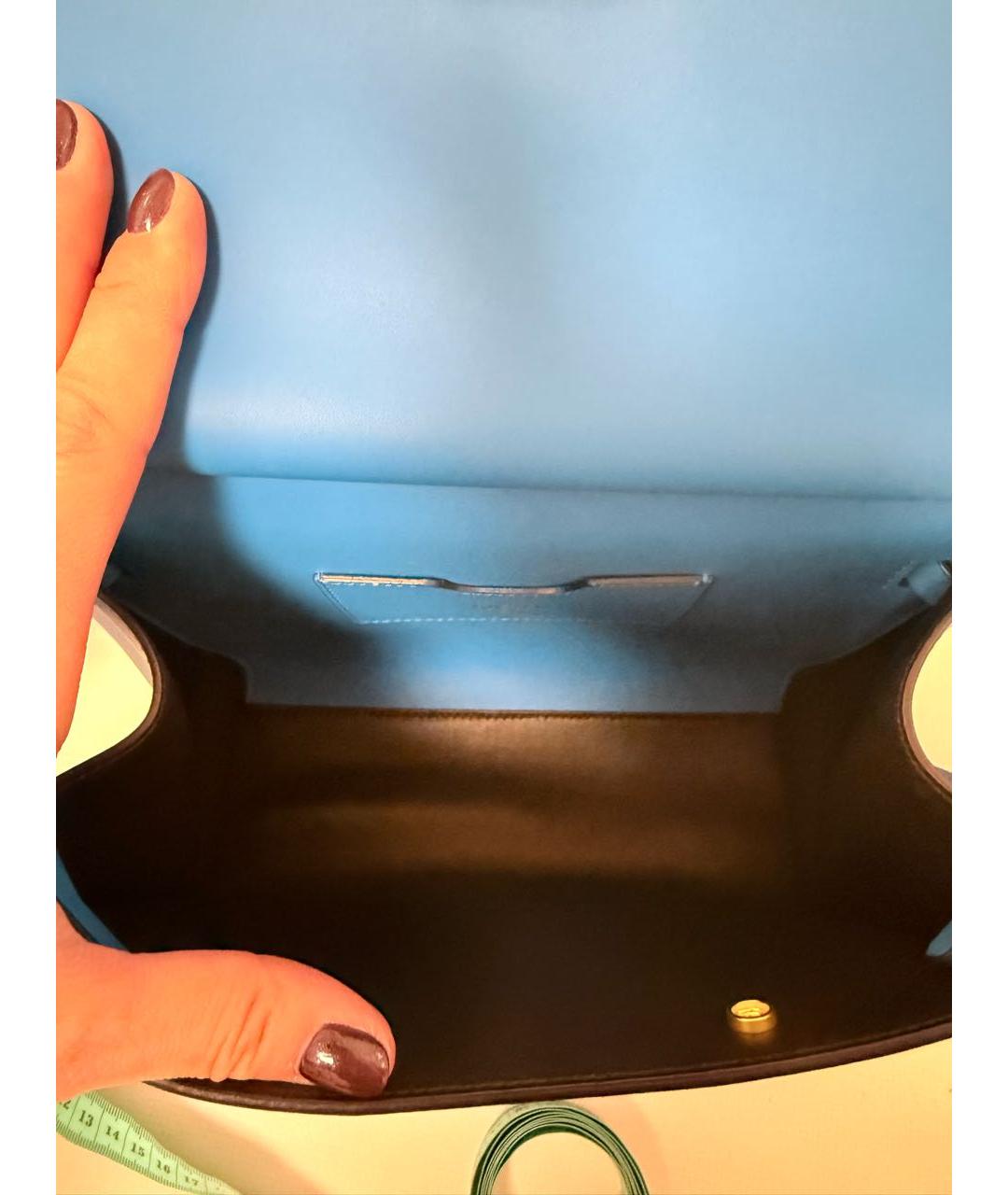 DOLCE&GABBANA Бирюзовая кожаная сумка с короткими ручками, фото 4