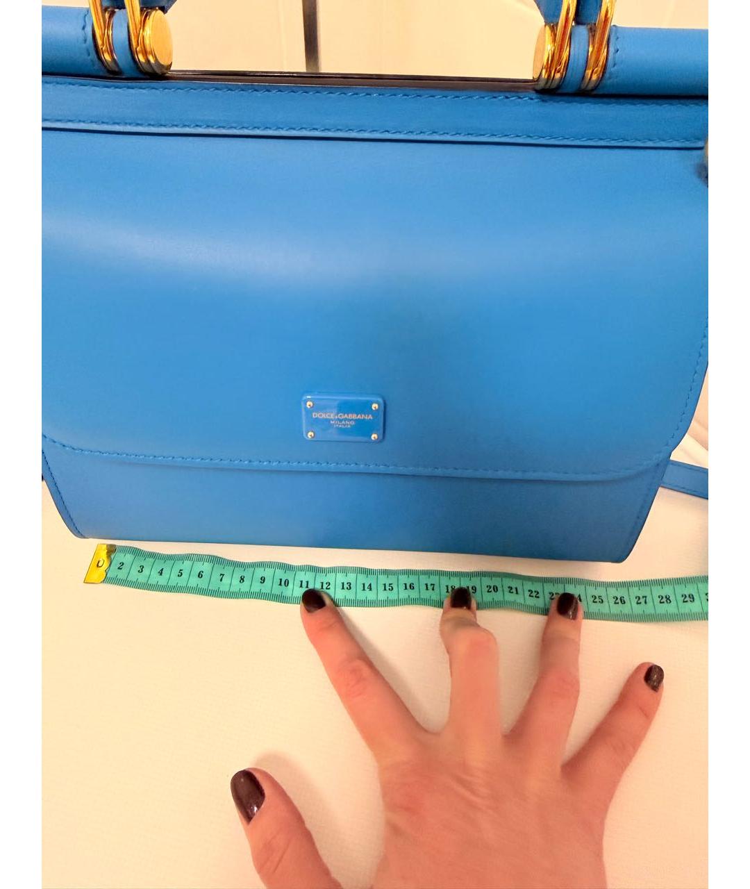 DOLCE&GABBANA Бирюзовая кожаная сумка с короткими ручками, фото 5