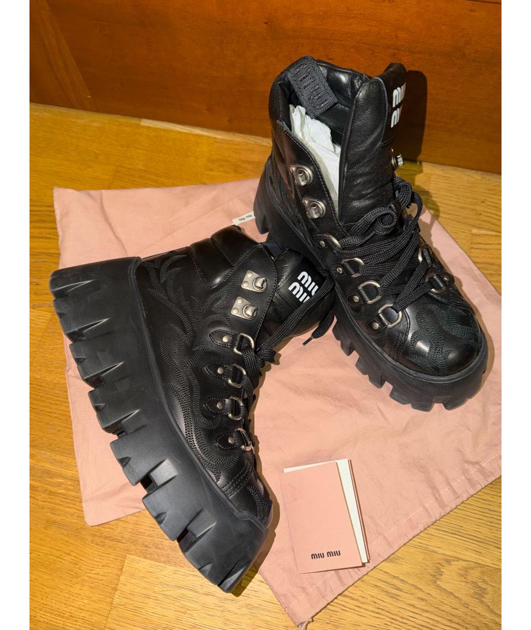 MIU MIU Черные кожаные ботинки, фото 4
