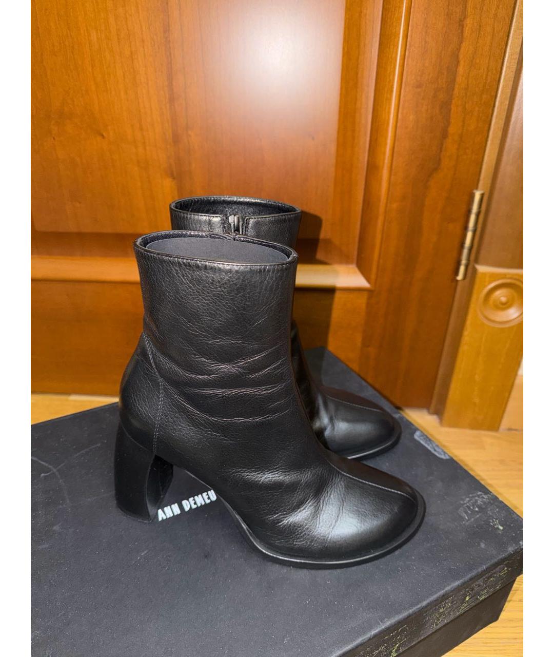 ANN DEMEULEMEESTER Черные кожаные ботильоны, фото 5