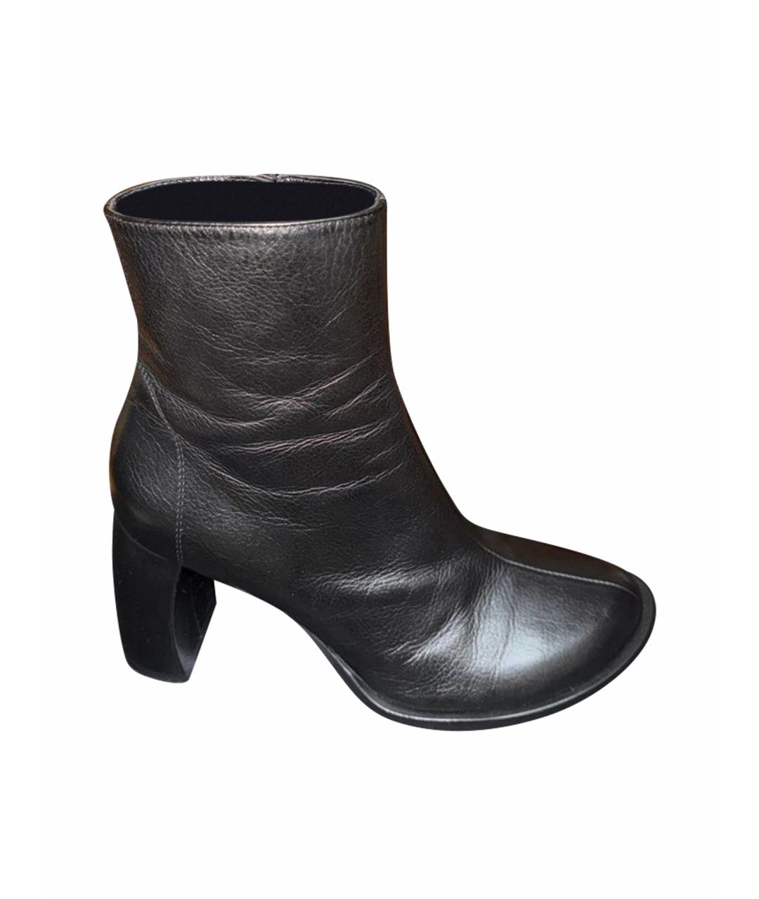 ANN DEMEULEMEESTER Черные кожаные ботильоны, фото 1