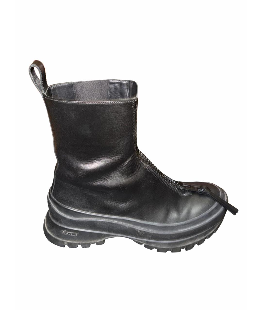 JIL SANDER Черные кожаные ботинки, фото 1