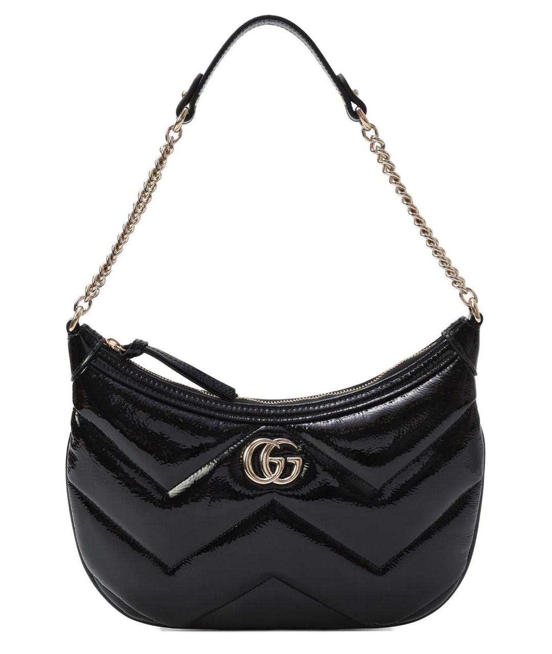 GUCCI Черная сумка с короткими ручками из лакированной кожи, фото 1