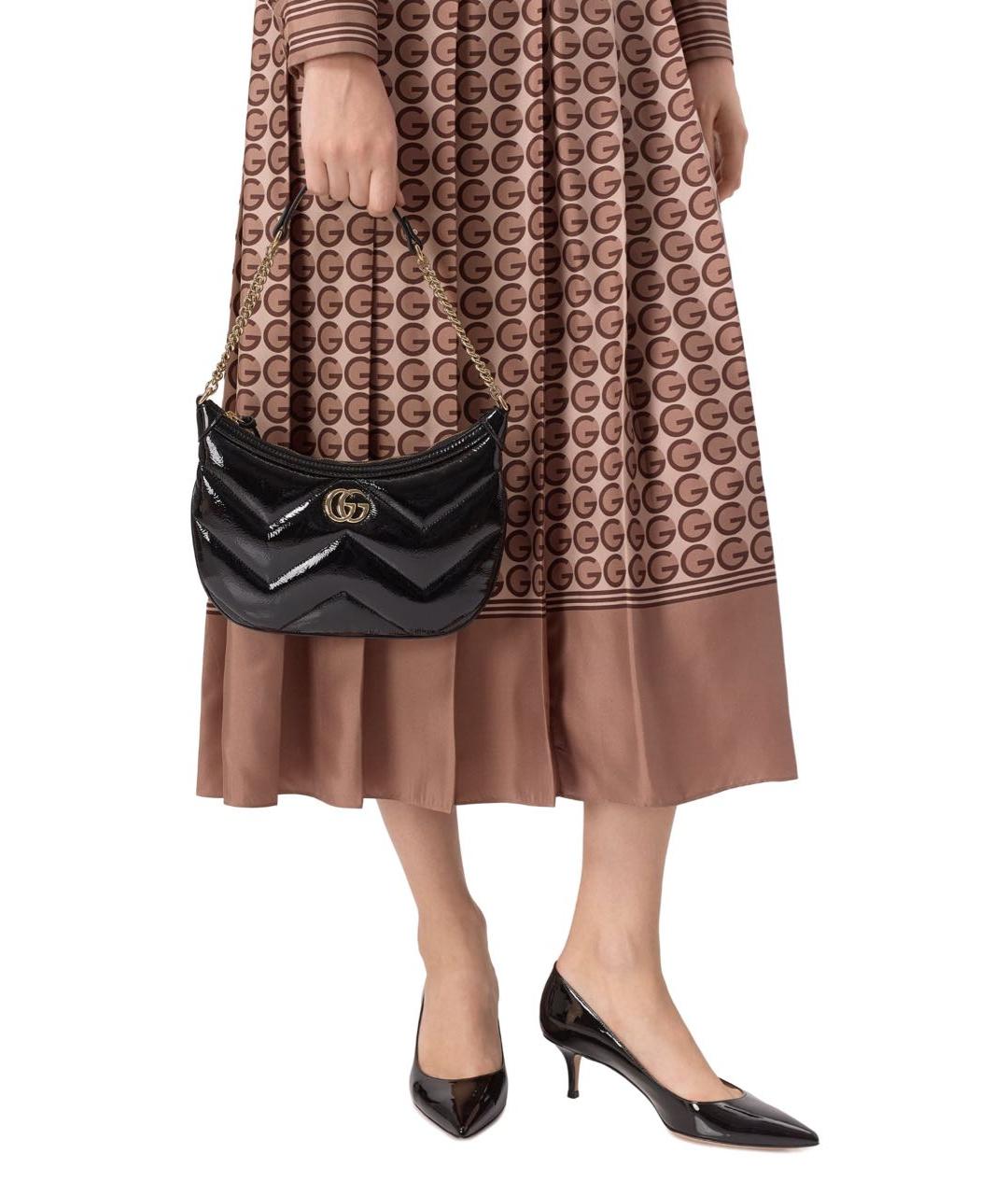 GUCCI Черная сумка с короткими ручками из лакированной кожи, фото 3