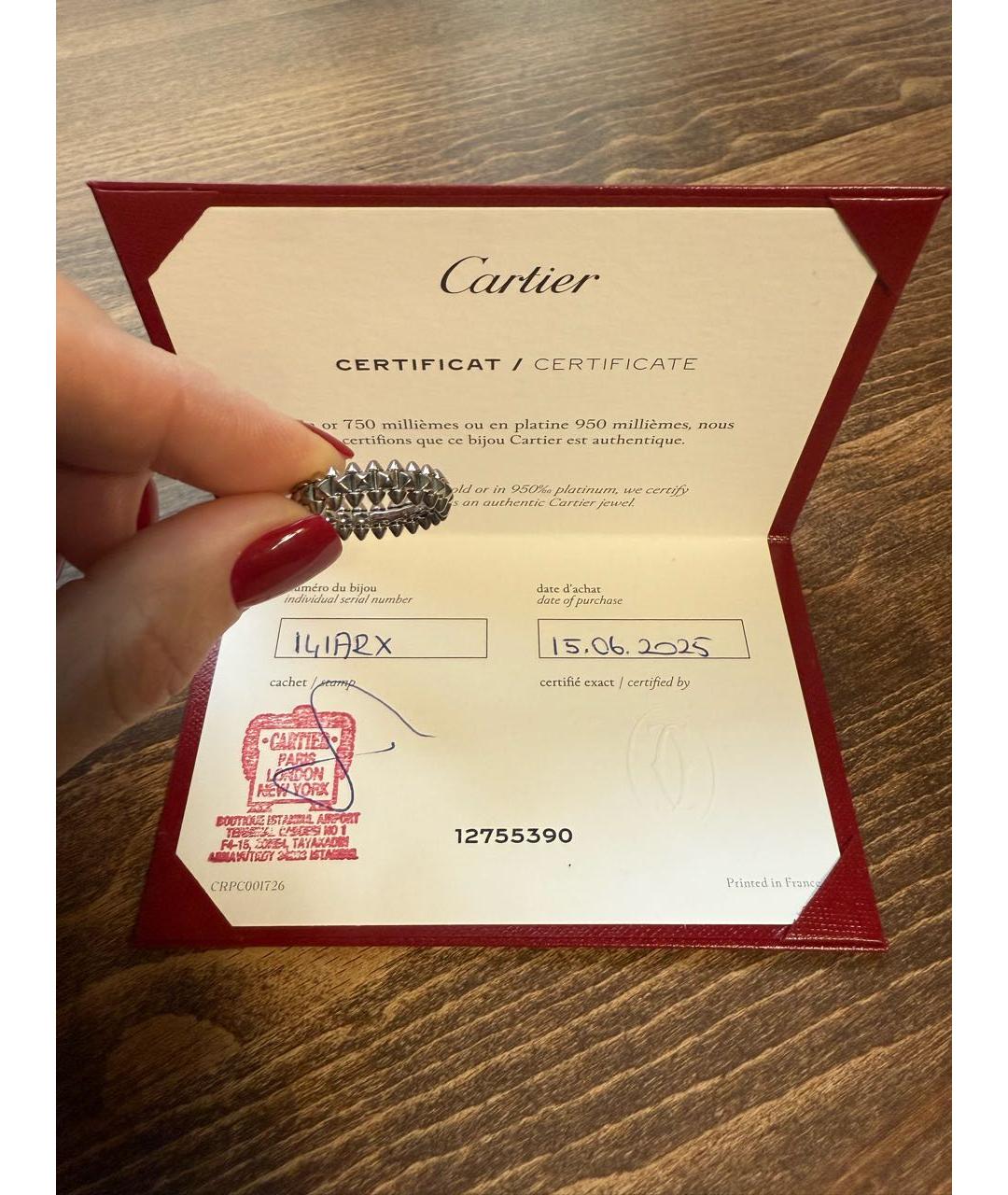 CARTIER Серебряное кольцо из белого золота, фото 3