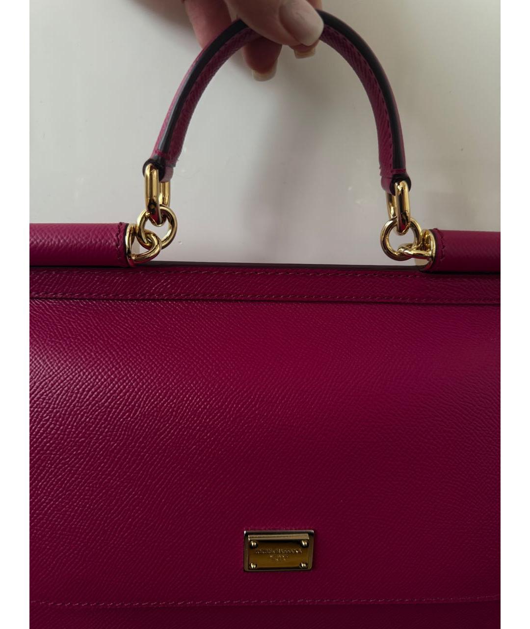 DOLCE&GABBANA Розовая кожаная сумка через плечо, фото 6