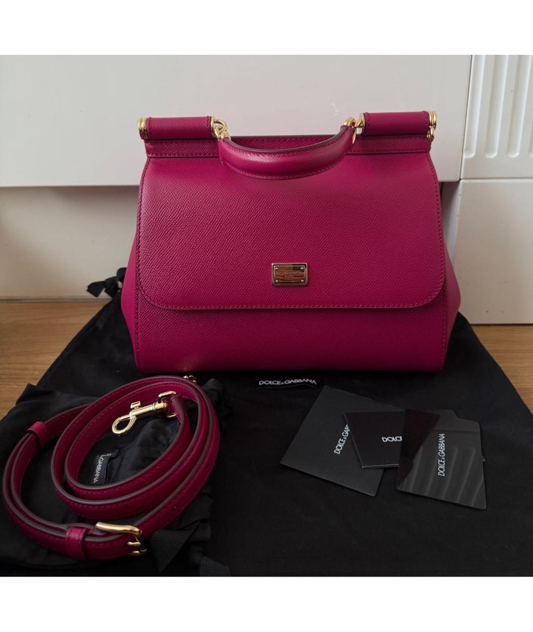 DOLCE&GABBANA Розовая кожаная сумка через плечо, фото 9