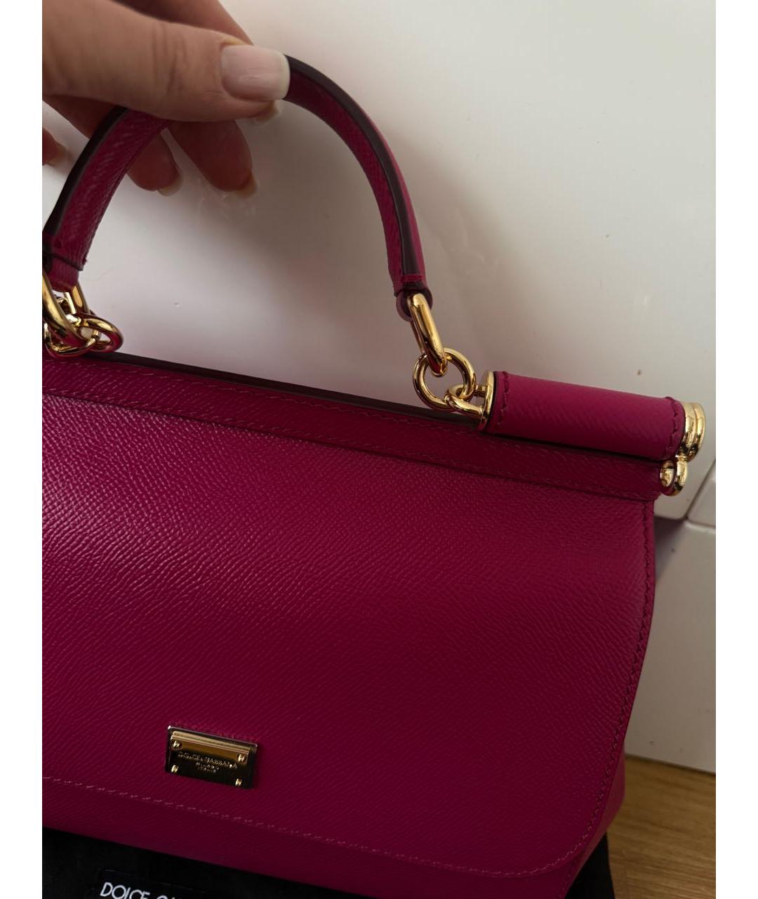 DOLCE&GABBANA Розовая кожаная сумка через плечо, фото 7