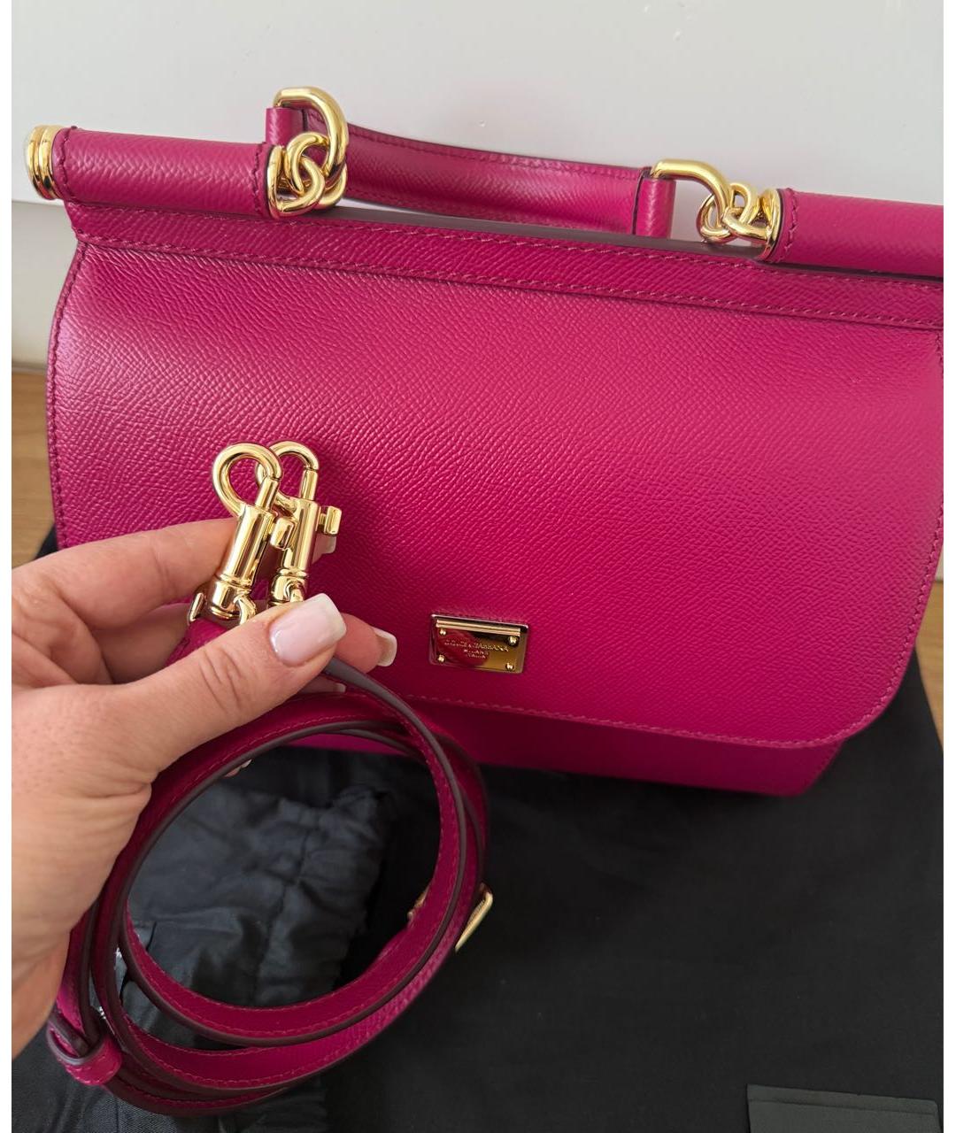 DOLCE&GABBANA Розовая кожаная сумка через плечо, фото 5