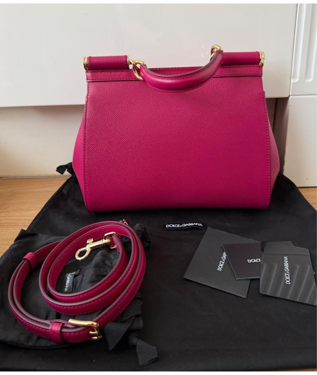 DOLCE&GABBANA Розовая кожаная сумка через плечо, фото 3