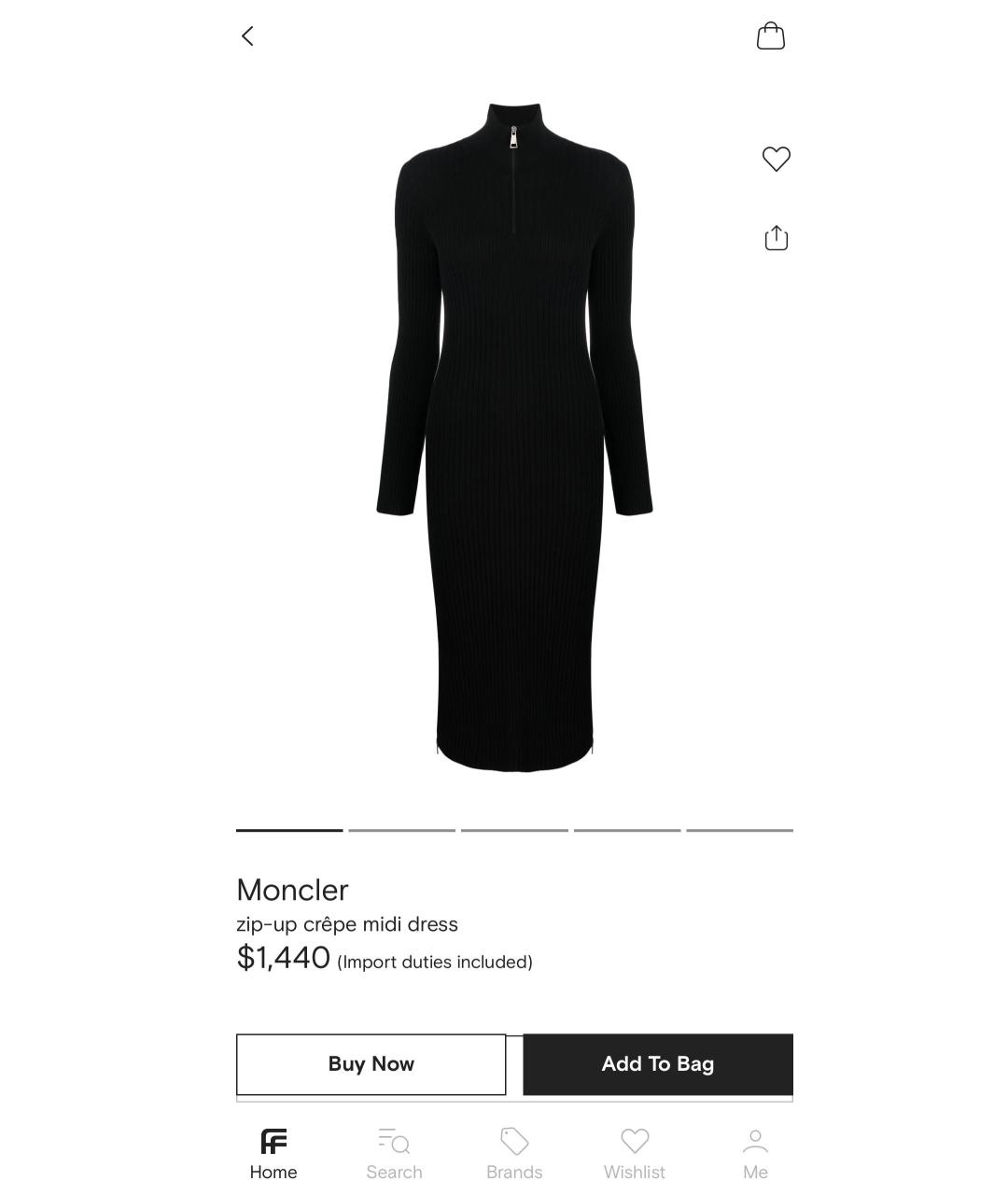 MONCLER Черное повседневное платье, фото 2