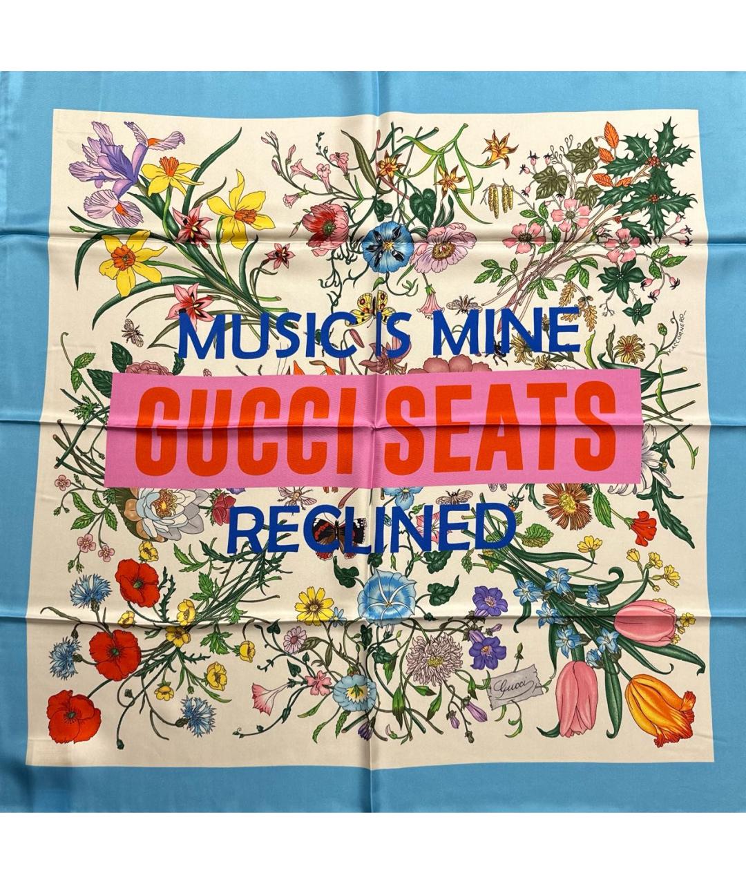 GUCCI Голубой шелковый платок, фото 9