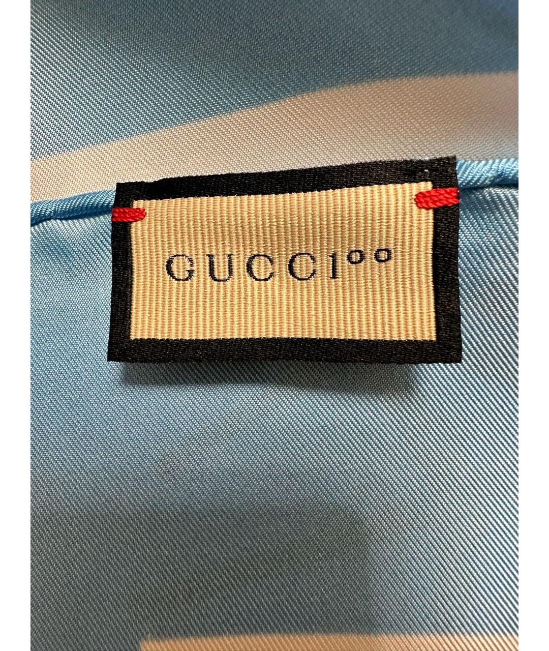 GUCCI Голубой шелковый платок, фото 4