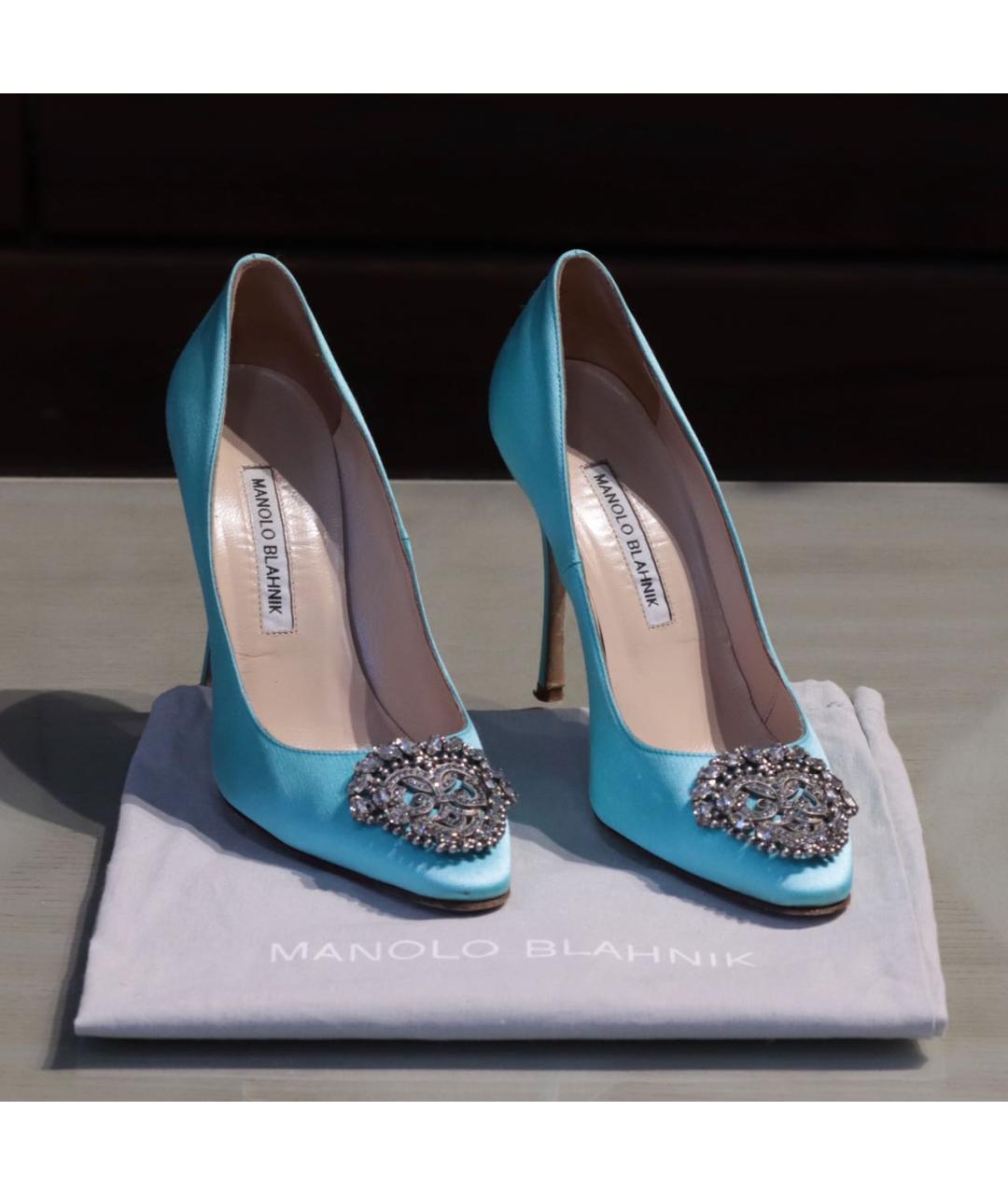 MANOLO BLAHNIK Бирюзовые кожаные туфли, фото 2