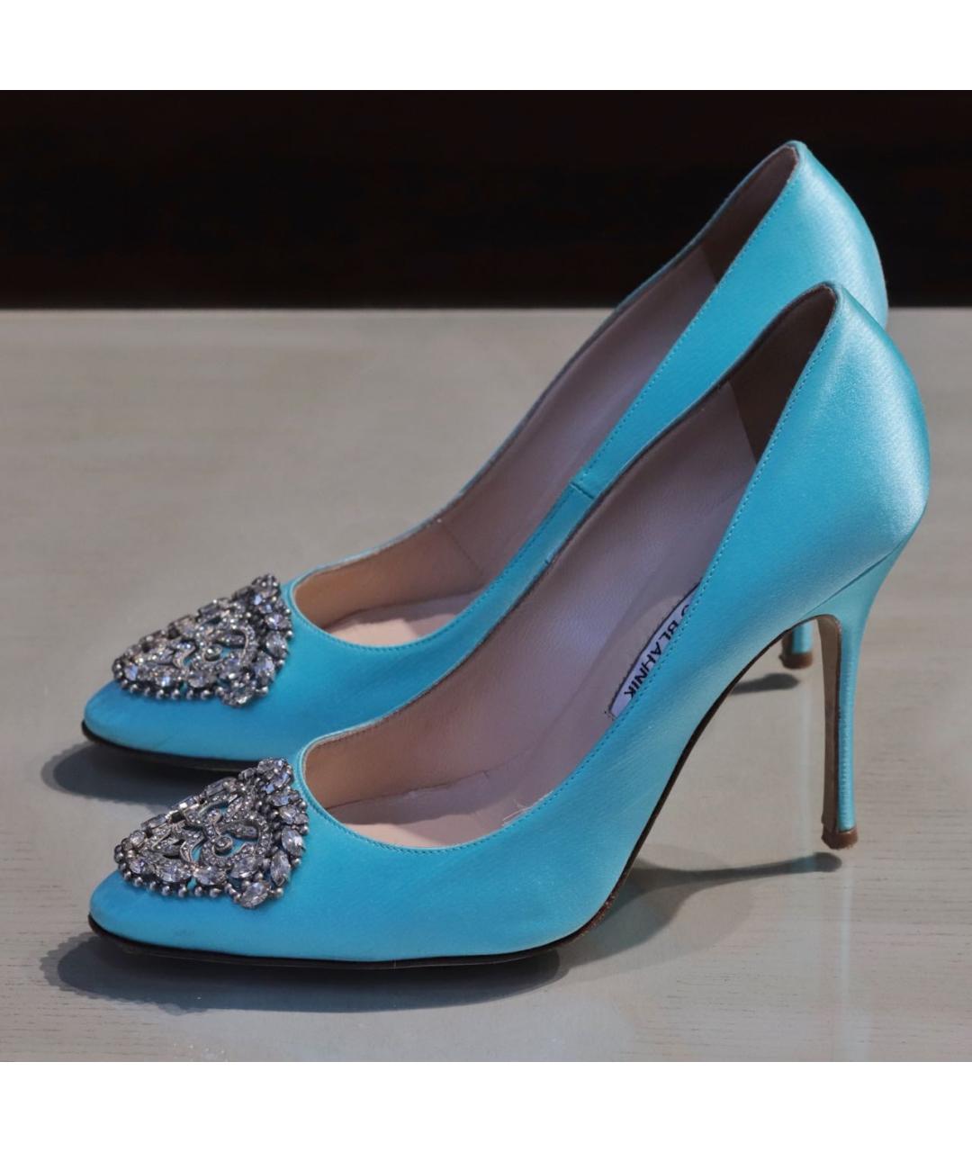 MANOLO BLAHNIK Бирюзовые кожаные туфли, фото 4