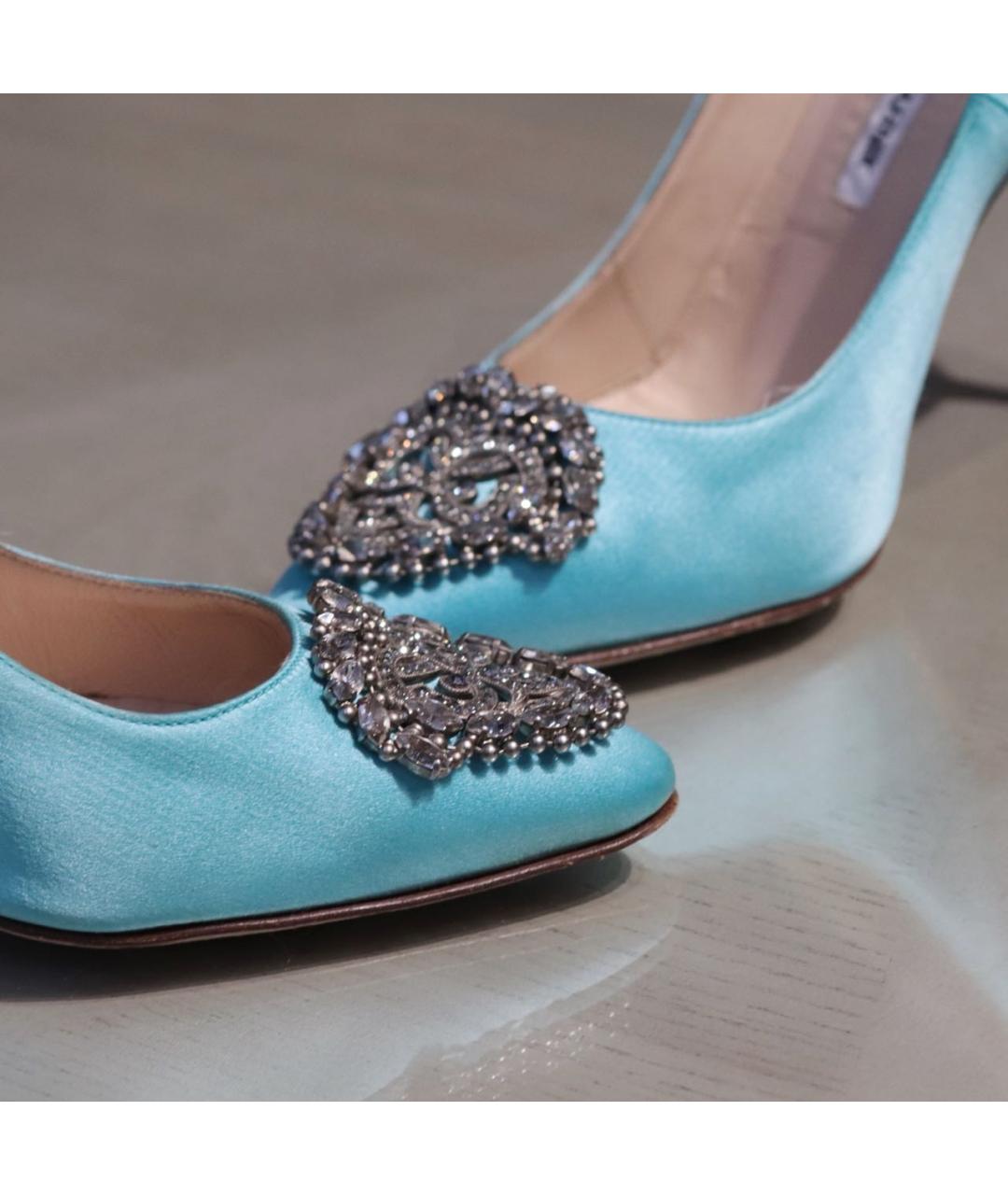 MANOLO BLAHNIK Бирюзовые кожаные туфли, фото 7