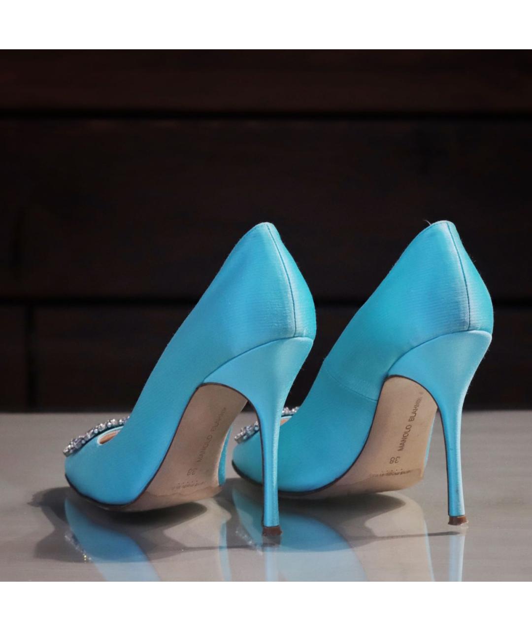 MANOLO BLAHNIK Бирюзовые кожаные туфли, фото 5