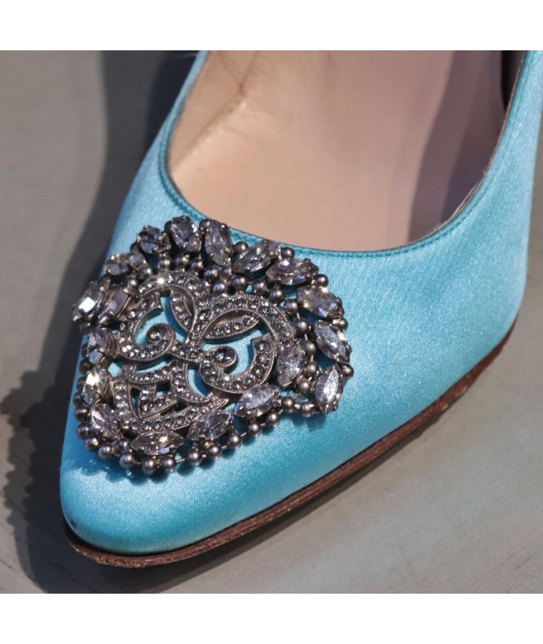 MANOLO BLAHNIK Бирюзовые кожаные туфли, фото 6