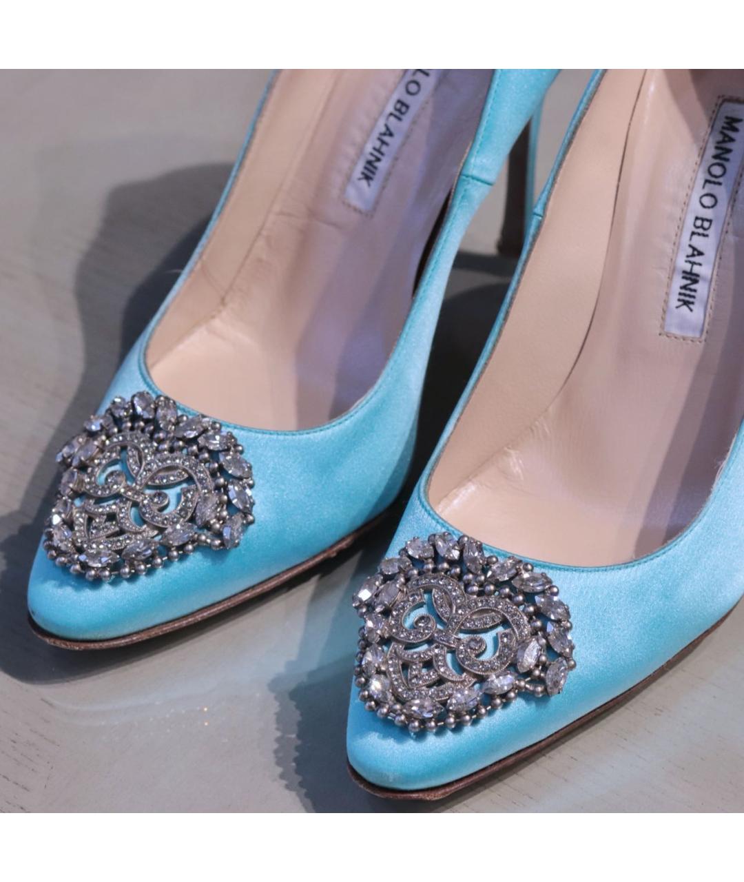 MANOLO BLAHNIK Бирюзовые кожаные туфли, фото 3
