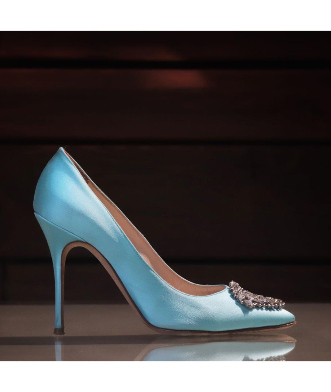 MANOLO BLAHNIK Бирюзовые кожаные туфли, фото 9