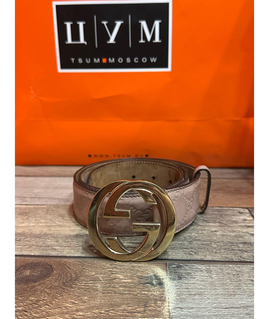 GUCCI Розовый кожаный ремень, фото 2