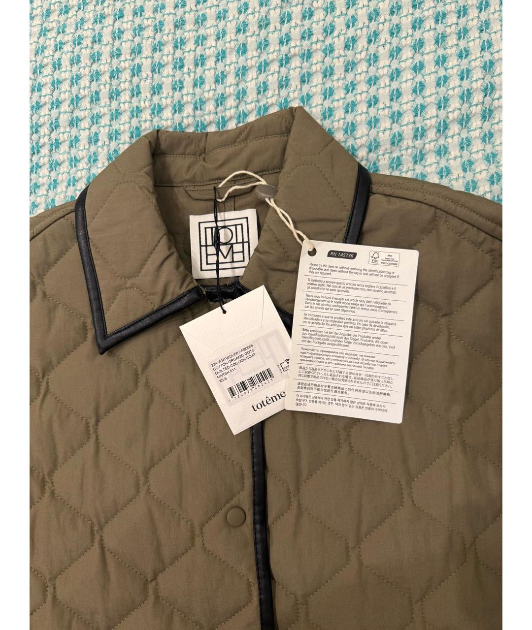 TOTEME Хаки полиэстеровое пальто, фото 3