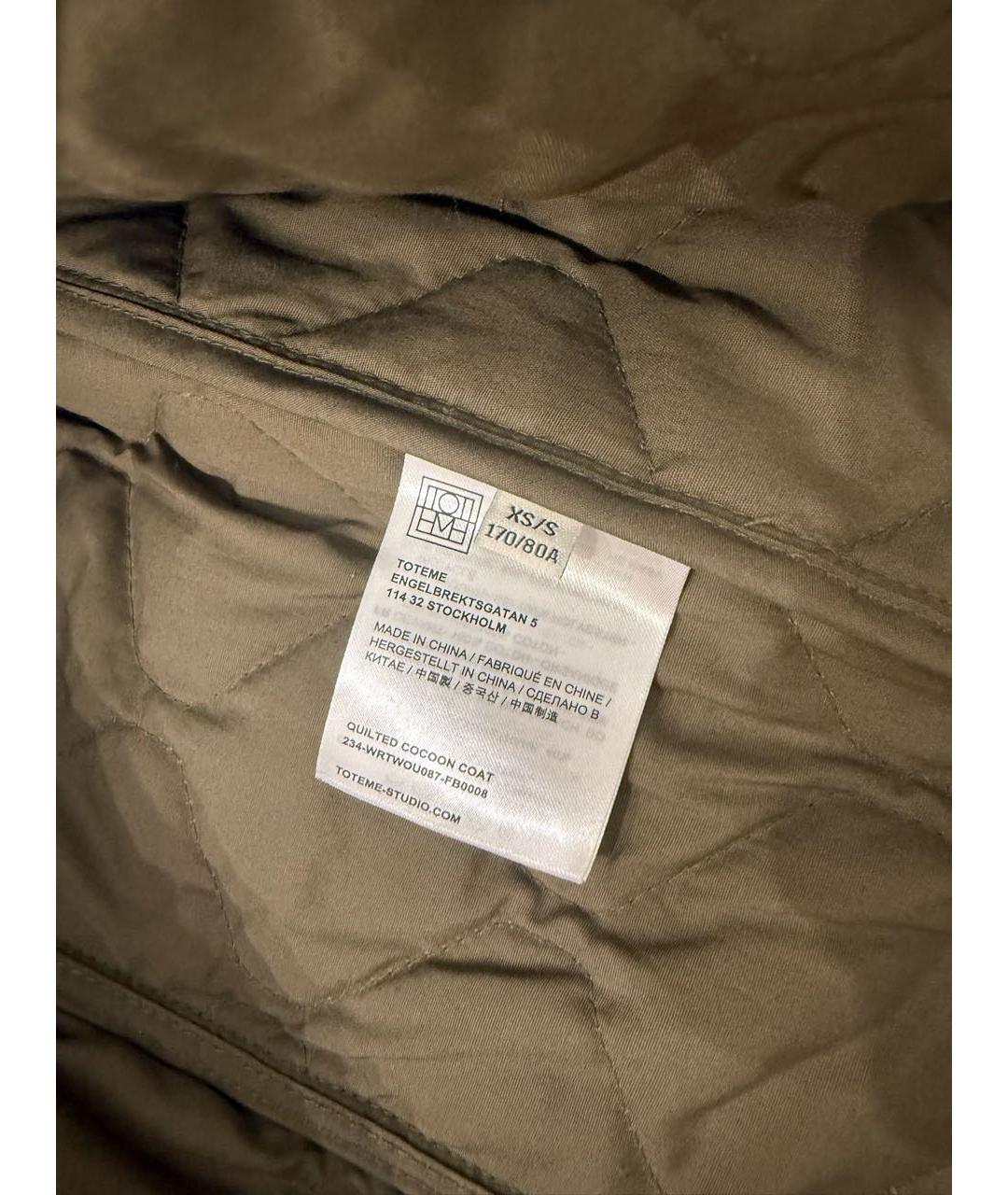 TOTEME Хаки полиэстеровое пальто, фото 4