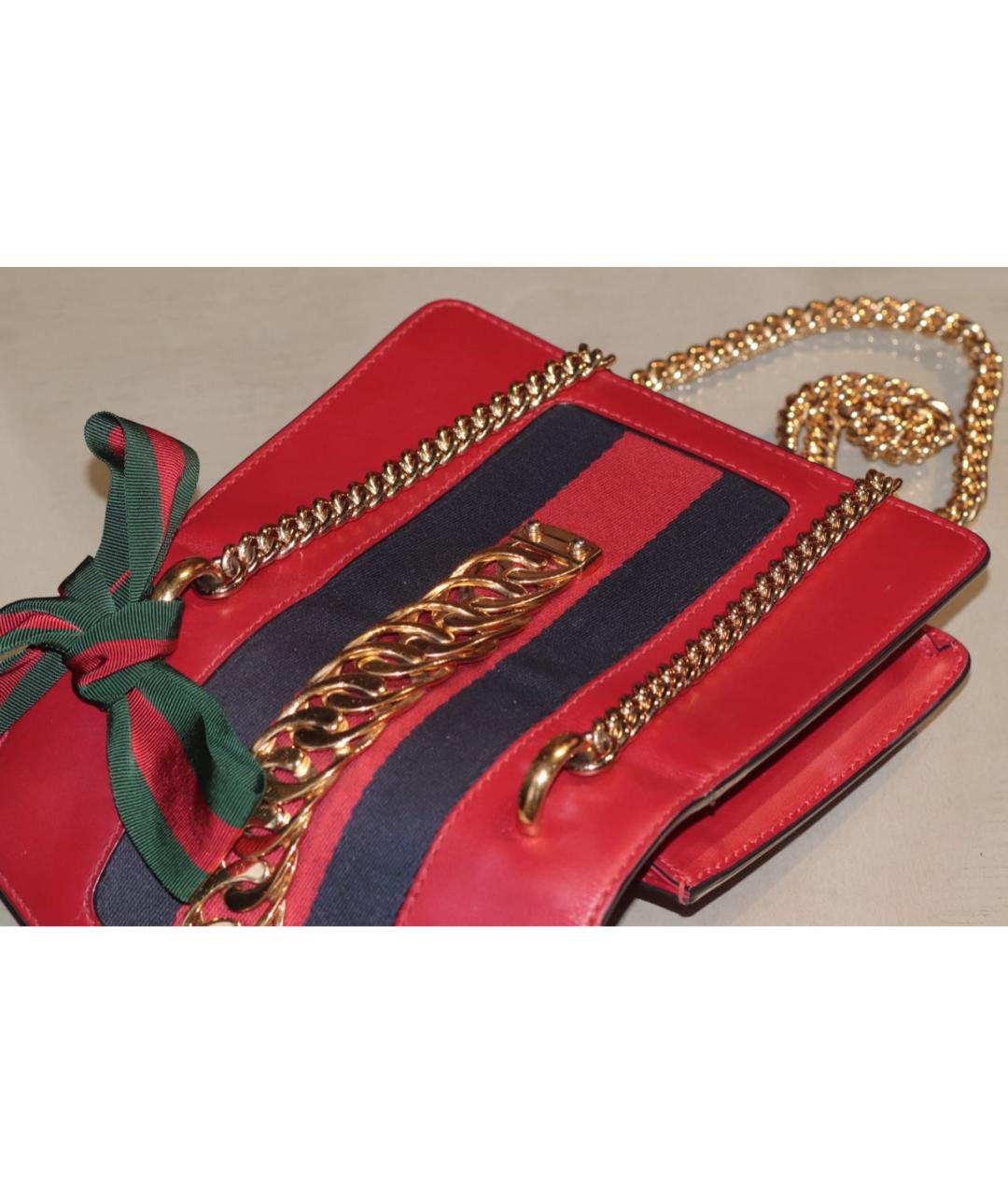 GUCCI Красная кожаная сумка через плечо, фото 6