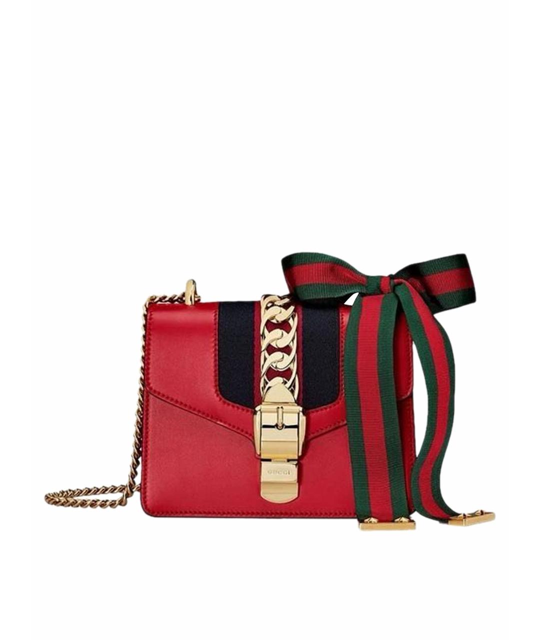 GUCCI Красная кожаная сумка через плечо, фото 1