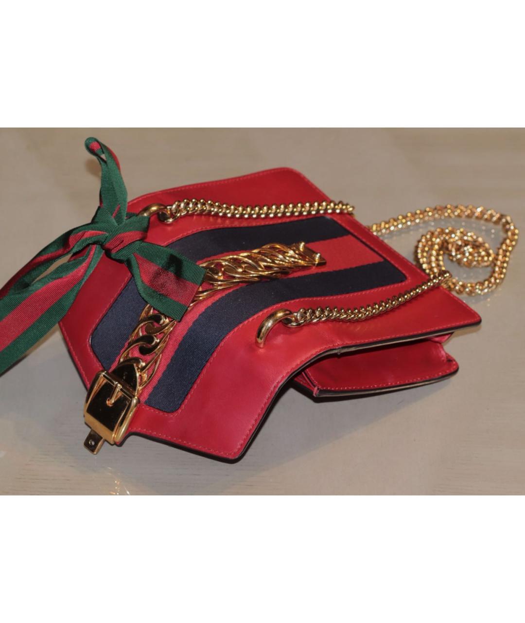 GUCCI Красная кожаная сумка через плечо, фото 7