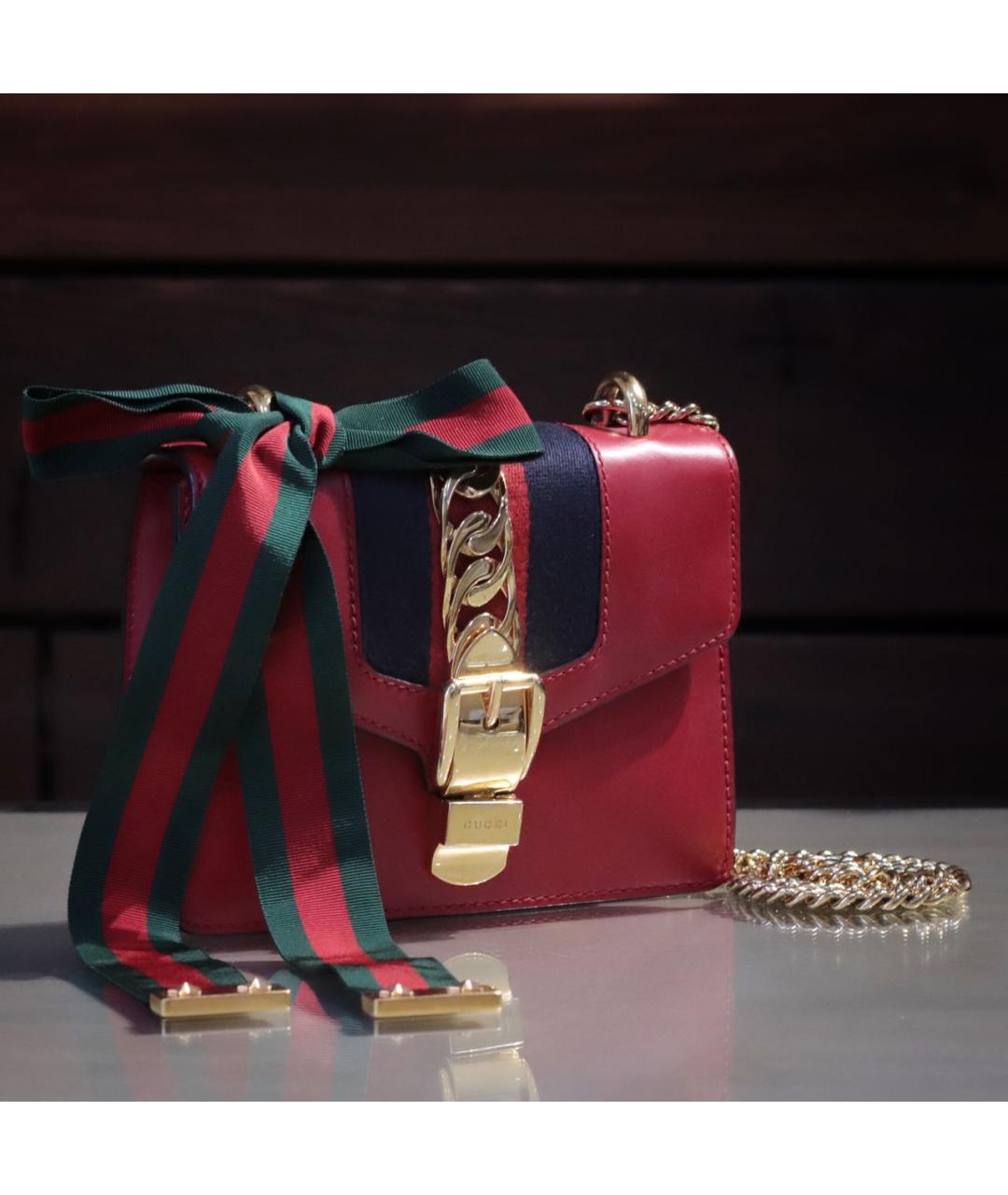 GUCCI Красная кожаная сумка через плечо, фото 2