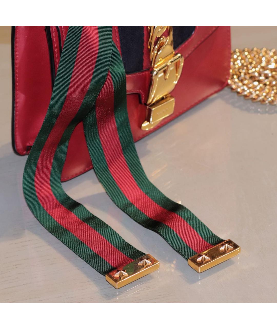 GUCCI Красная кожаная сумка через плечо, фото 3