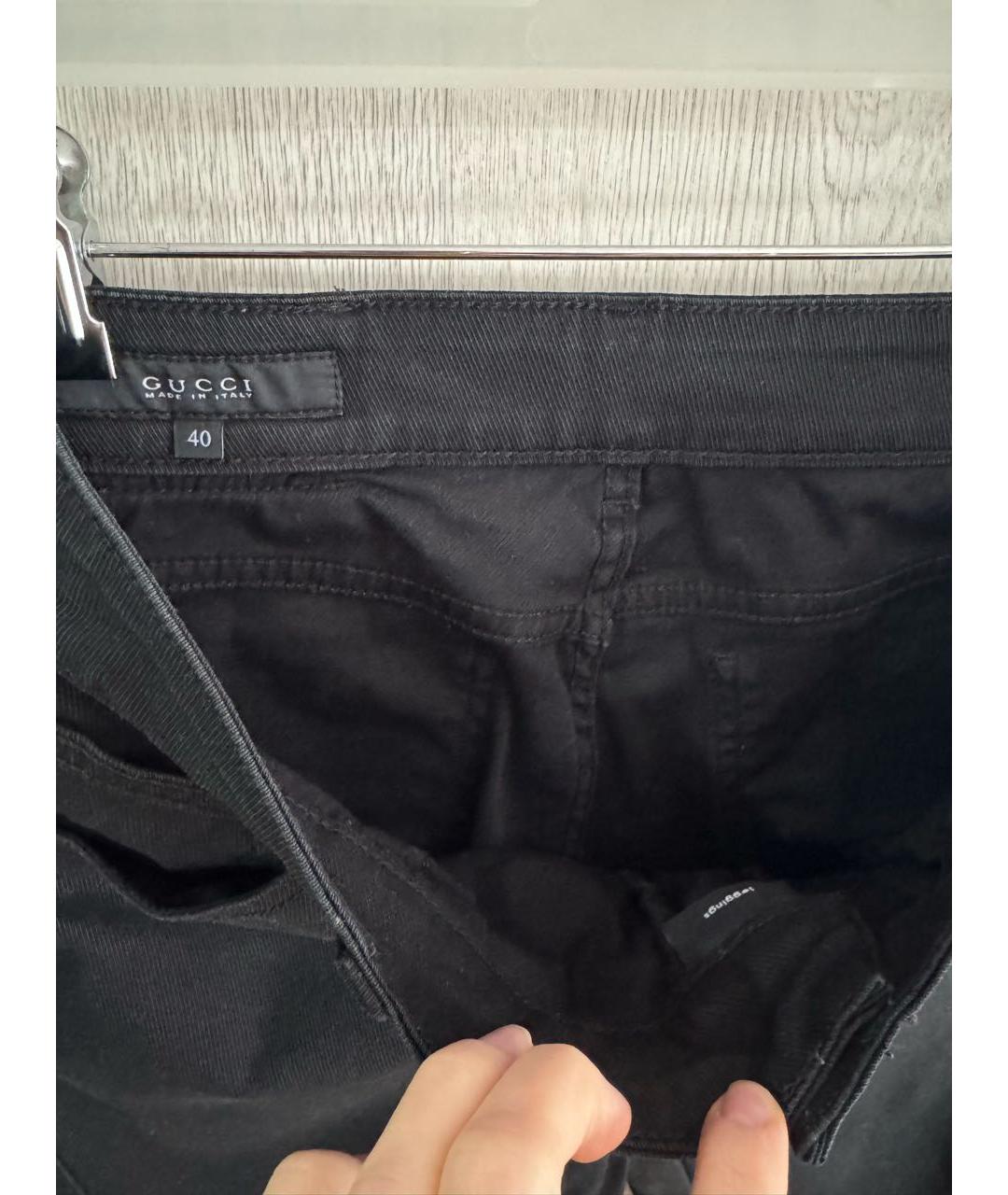 GUCCI Черные хлопко-эластановые джинсы слим, фото 3