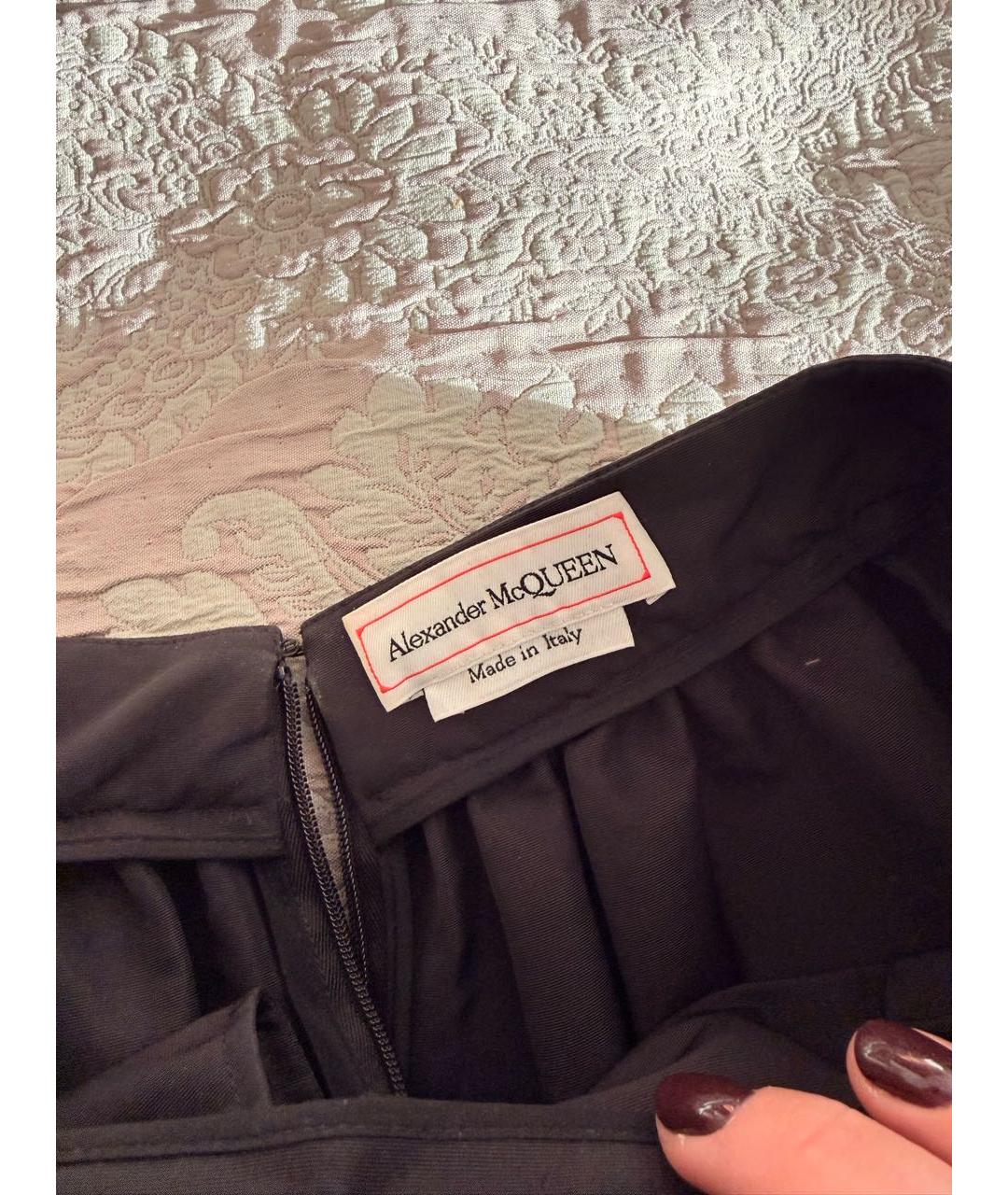 ALEXANDER MCQUEEN Черная полиэстеровая юбка миди, фото 6