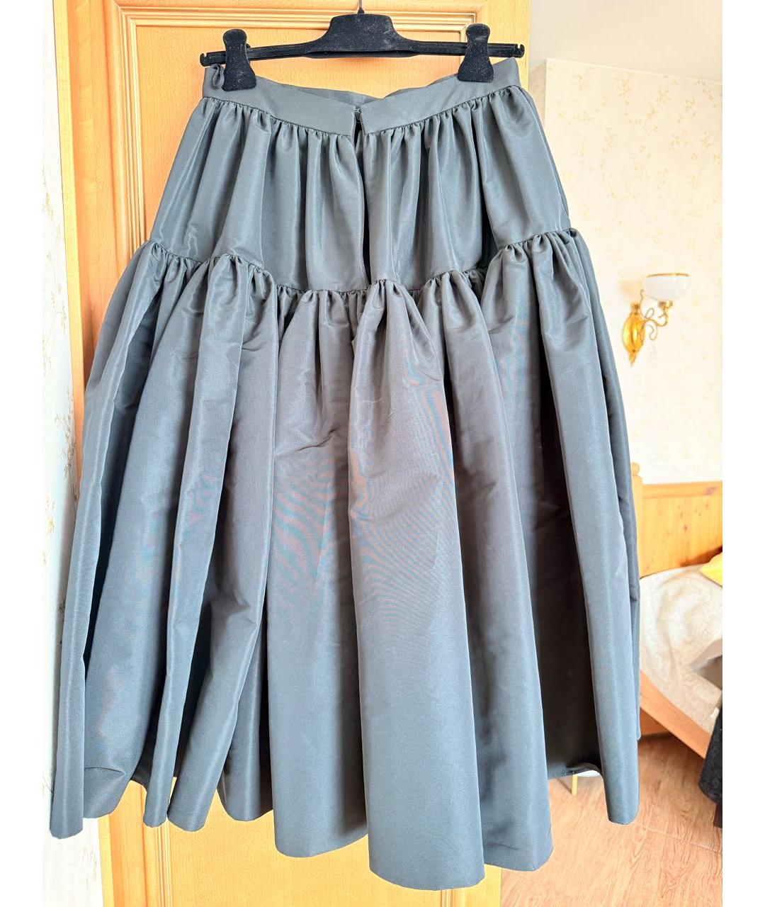 ALEXANDER MCQUEEN Черная полиэстеровая юбка миди, фото 2