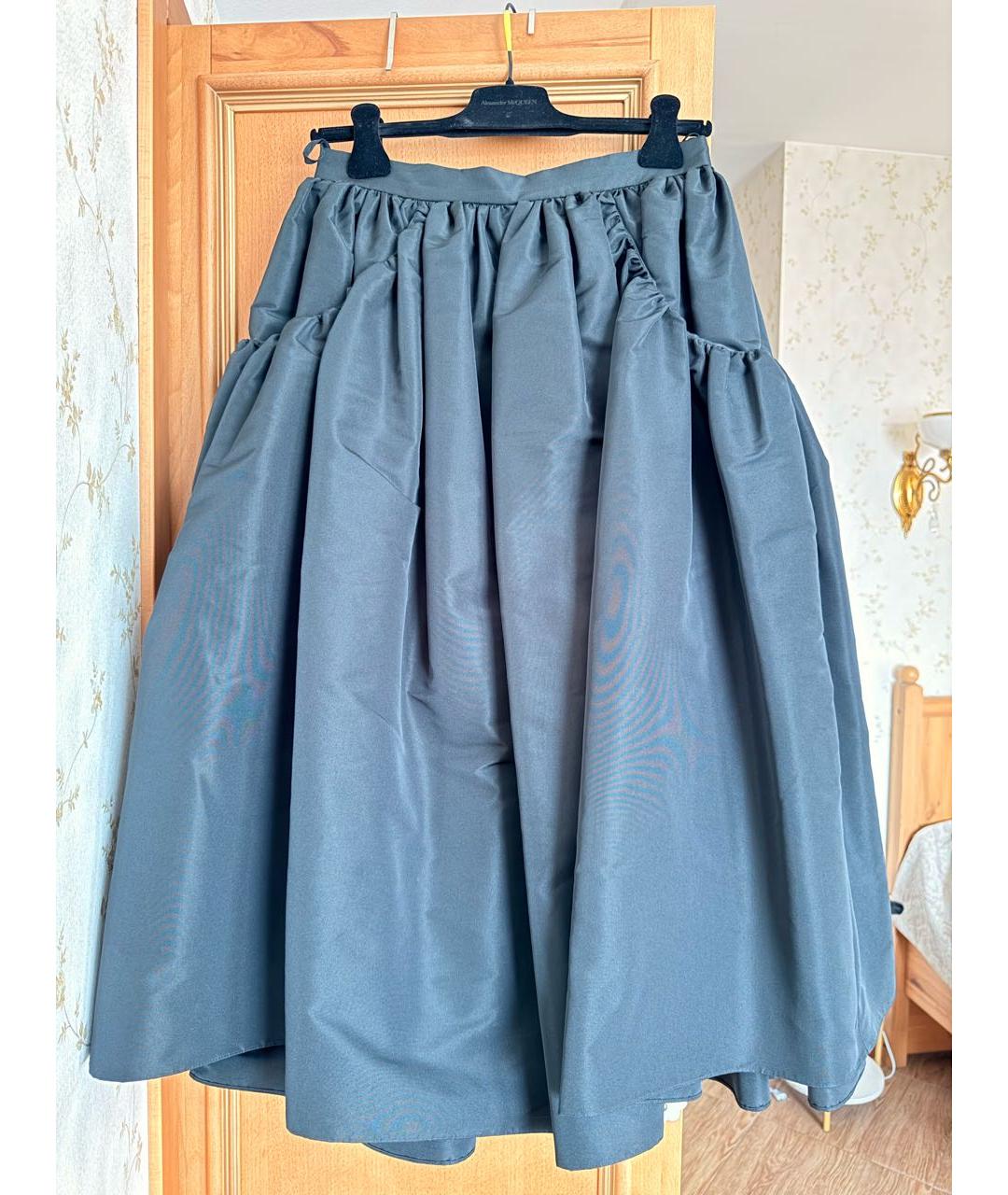 ALEXANDER MCQUEEN Черная полиэстеровая юбка миди, фото 9