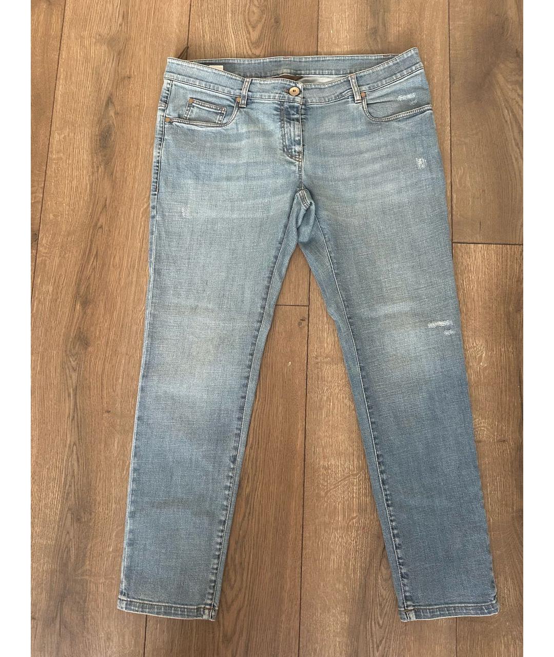 BRUNELLO CUCINELLI Голубые хлопковые джинсы слим, фото 8