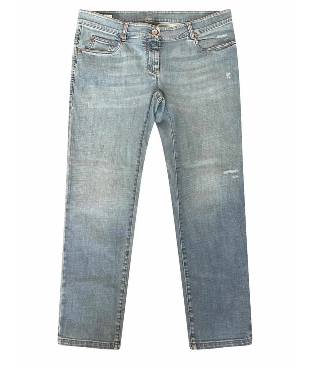 BRUNELLO CUCINELLI Голубые хлопковые джинсы слим, фото 1