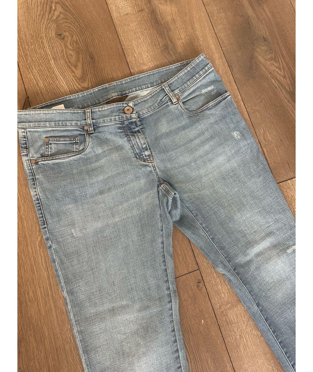 BRUNELLO CUCINELLI Голубые хлопковые джинсы слим, фото 4