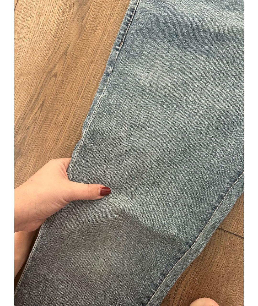 BRUNELLO CUCINELLI Голубые хлопковые джинсы слим, фото 7