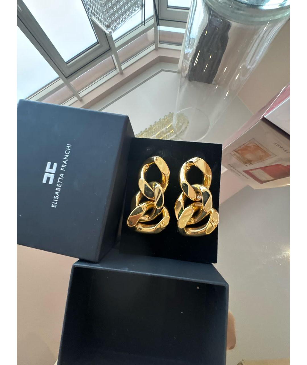 ELISABETTA FRANCHI Желтые металлические серьги, фото 2