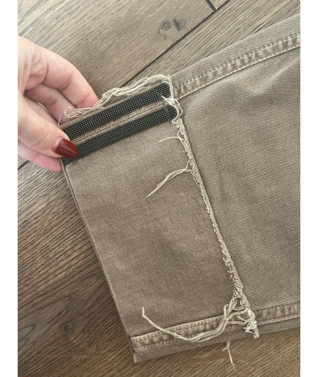 BRUNELLO CUCINELLI Бежевые хлопковые прямые джинсы, фото 8